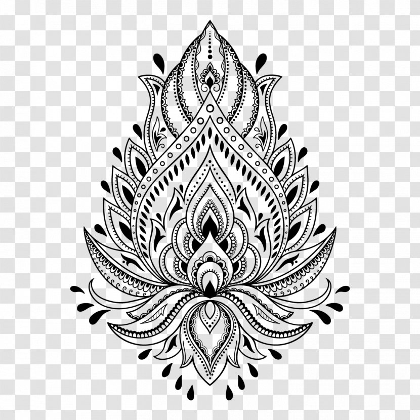 Henna Tattoo Mehndi Stencil Template - Leaf Transparent PNG