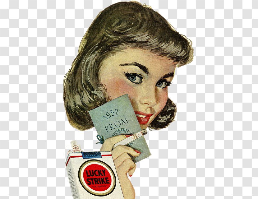 1950s Lucky Strike Advertising Cigarette Vintage Clothing - Heart - Woman Smoking A Poster Transparent PNG