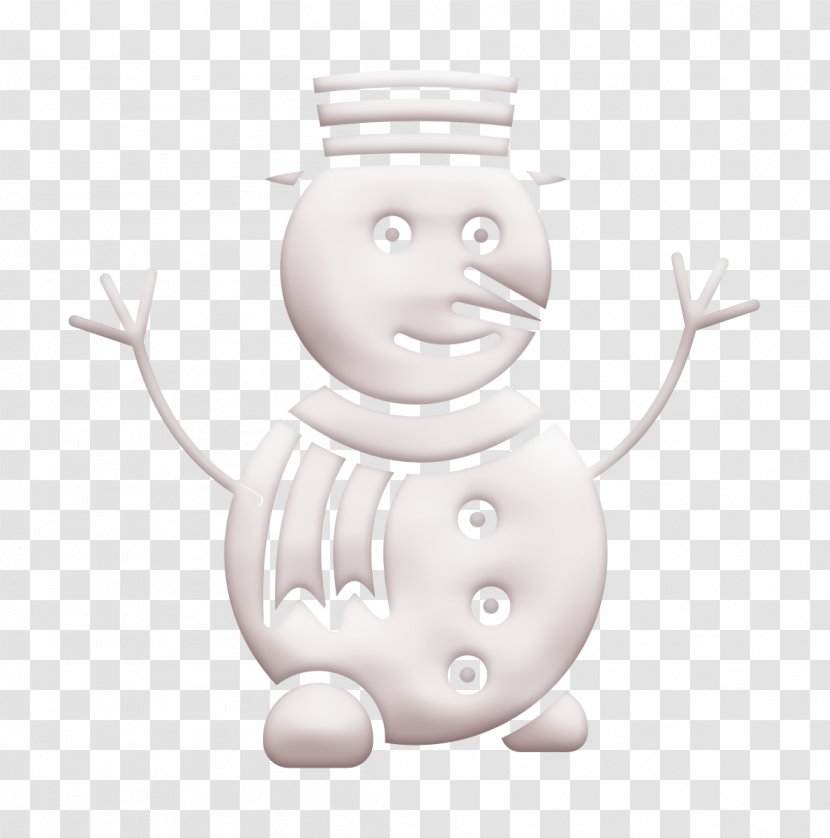 Christmas Icon Snow Snowman - Cartoon - Blackandwhite Happy Transparent PNG