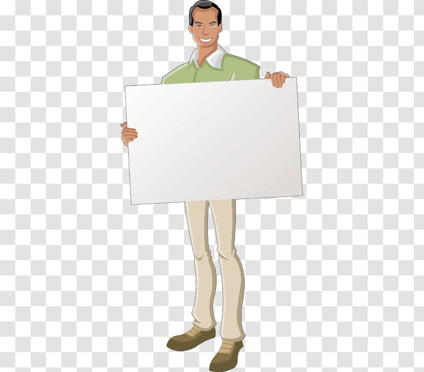 Cartoon Computer File - Smile - Character Holding A White Tablet Transparent PNG
