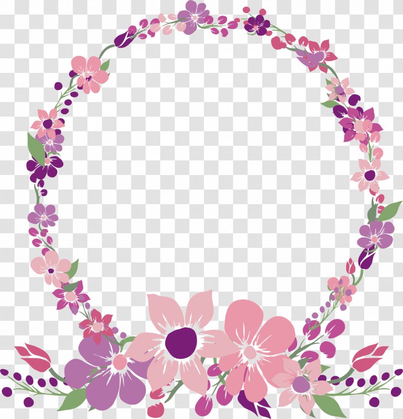 Pink Flower Frame - Floral Design - Fashion Accessory Picture Transparent PNG