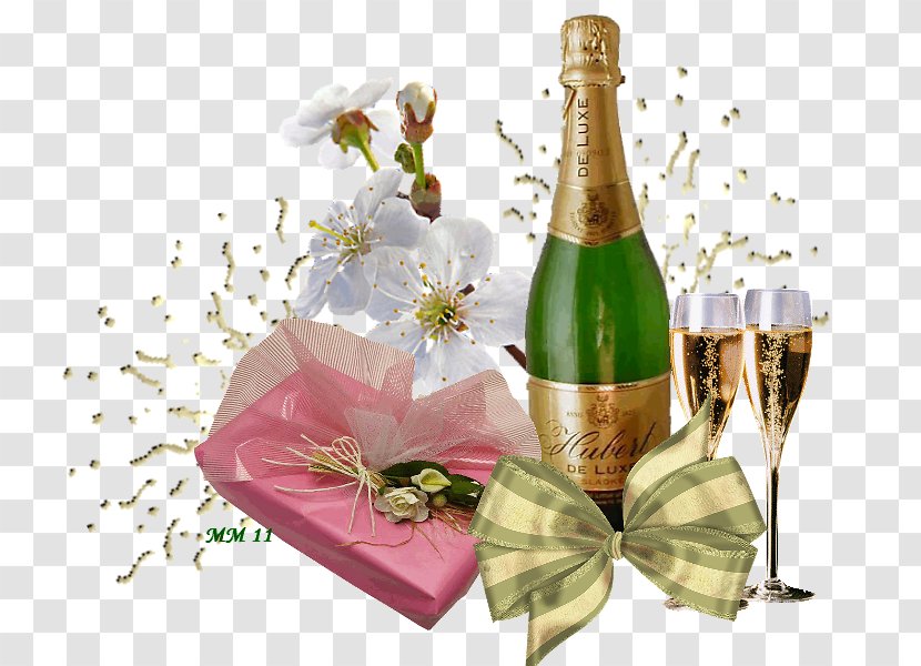 Champagne Birthday Blahoželanie Holiday Name Day - Glass Bottle Transparent PNG
