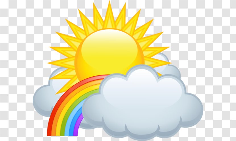 Cloud Rain Clip Art - Yellow - Rainbow Clouds And Sun Transparent PNG