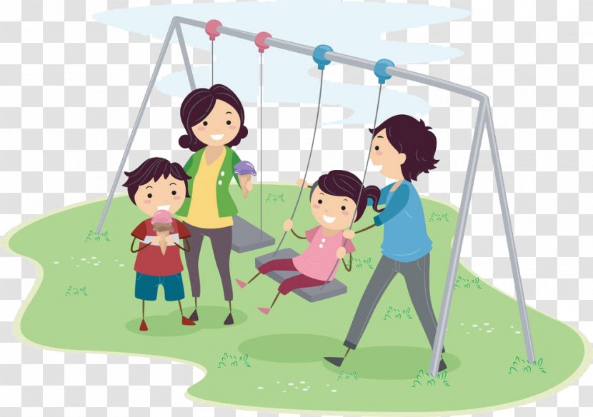 Family Quality Time Clip Art - Illustration - Creative Cartoon Characters Swing Transparent PNG