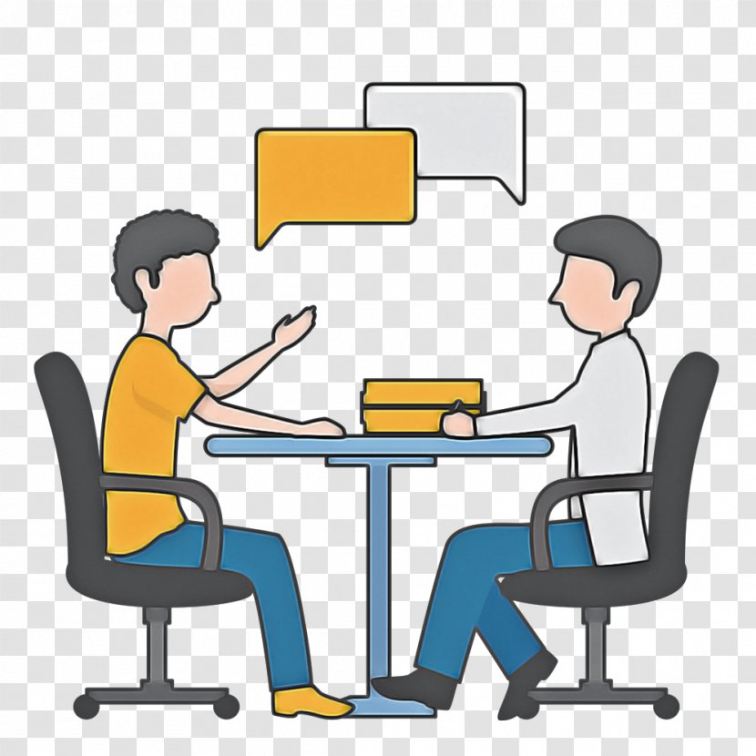 Job Conversation Cartoon Sharing Furniture - Sitting - Computer Desk Interaction Transparent PNG