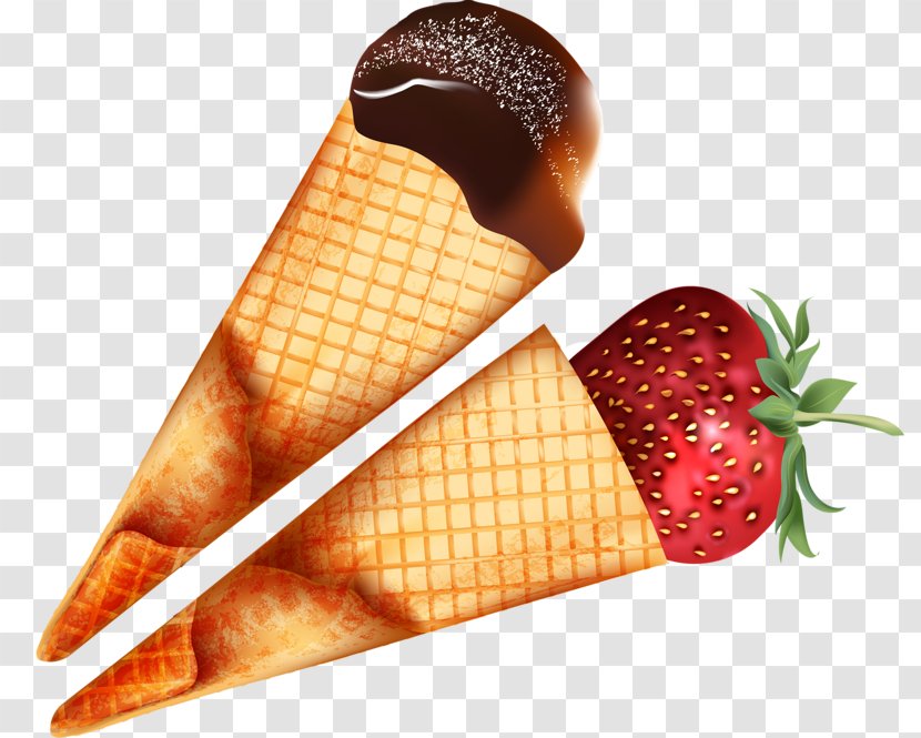 Ice Cream Cone Strawberry - Fruit Cones Transparent PNG