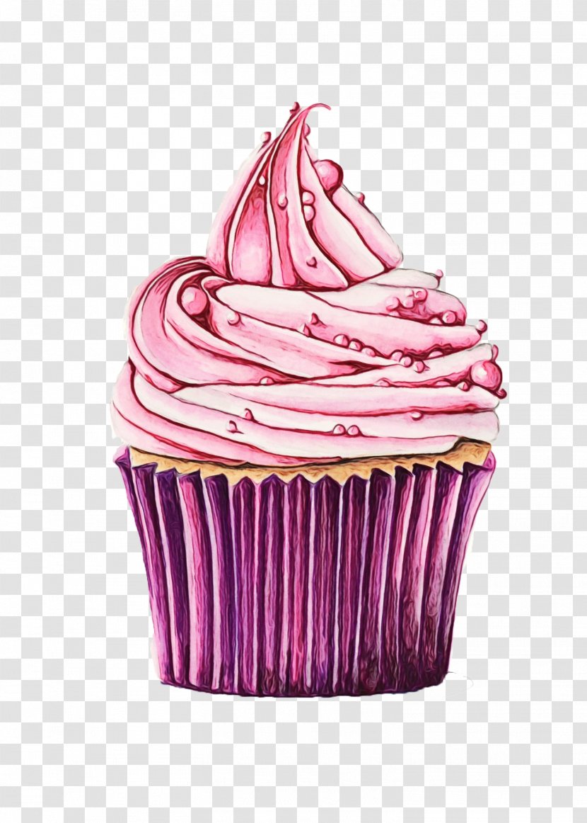 Cupcake Pink Buttercream Icing Food - Purple - Dessert Transparent PNG