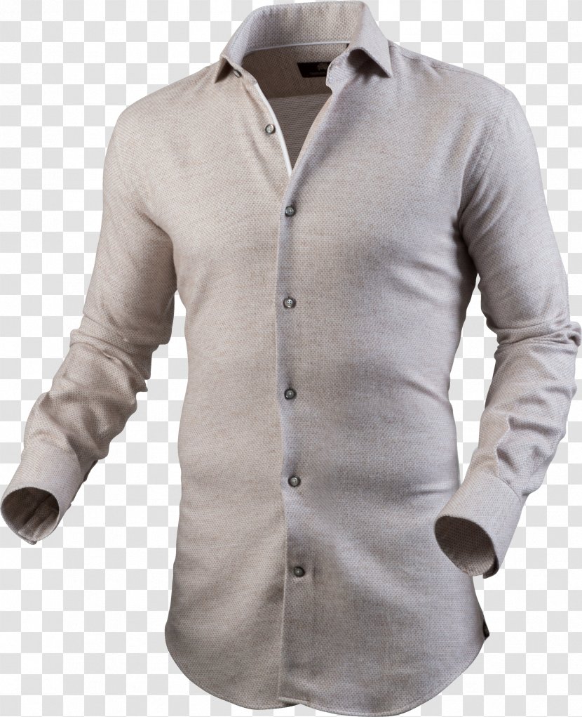 Long-sleeved T-shirt Dress Shirt Beige - Collar Transparent PNG