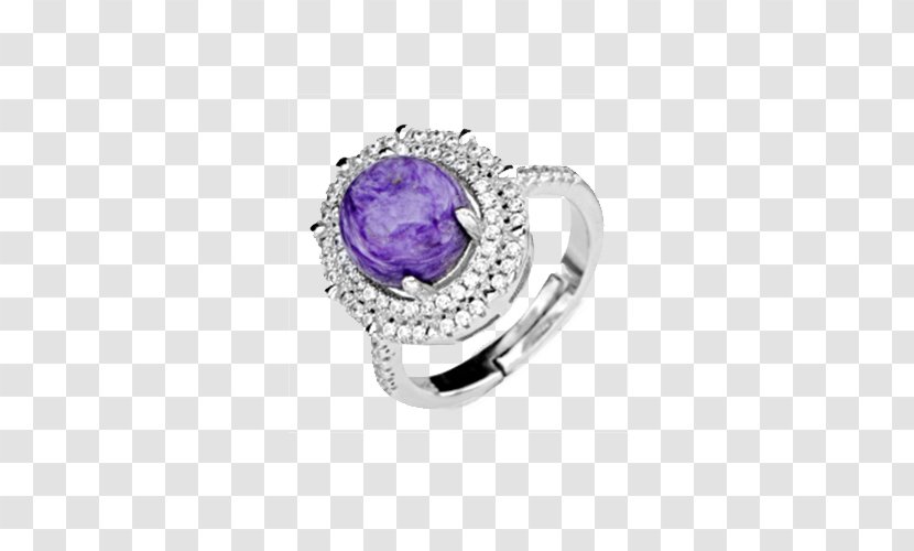 Amethyst Purple Ring Silver - Colorful Charms Charoite Rings Transparent PNG