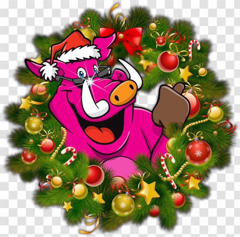 Christmas Day Wreath Vector Graphics Illustration Santa Claus - Decoration - Cartoon Transparent PNG