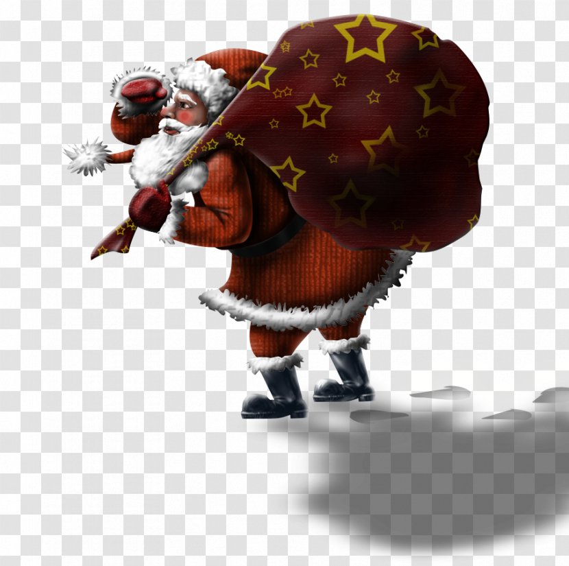 Santa Claus - Hand-painted Carrying A Gift Transparent PNG
