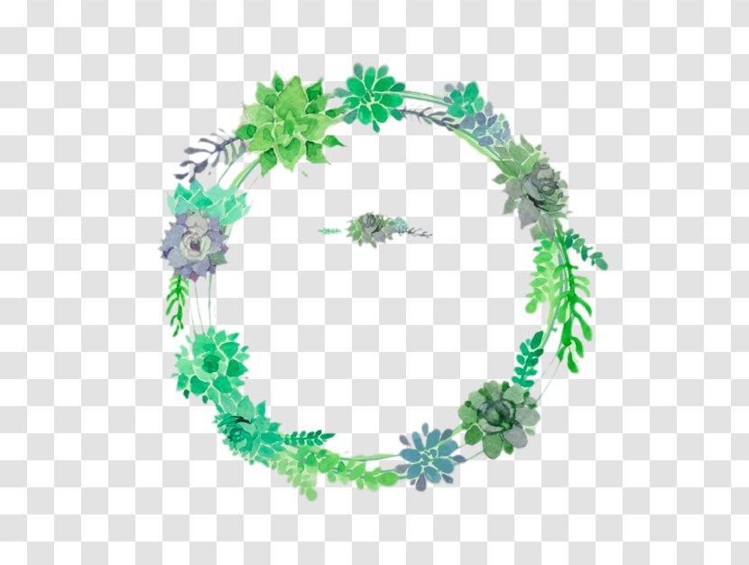 Green Wreath Flower Clip Art - Grass - Watercolor Garland Transparent PNG