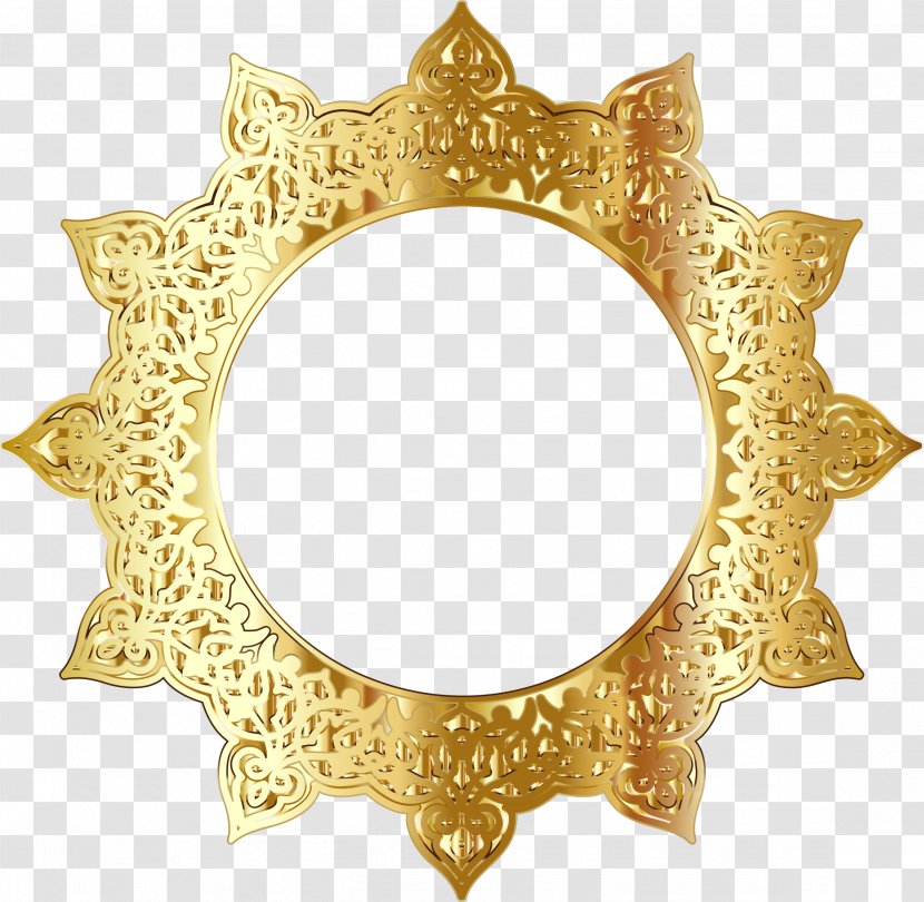 Picture Frame Ornament Clip Art - Golden Round Transparent PNG
