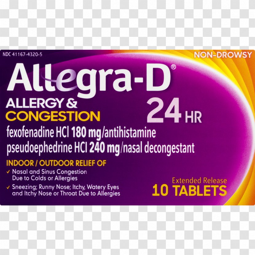 Fexofenadine Pharmaceutical Drug Nasal Congestion Pseudoephedrine Allergy - Common Cold Transparent PNG