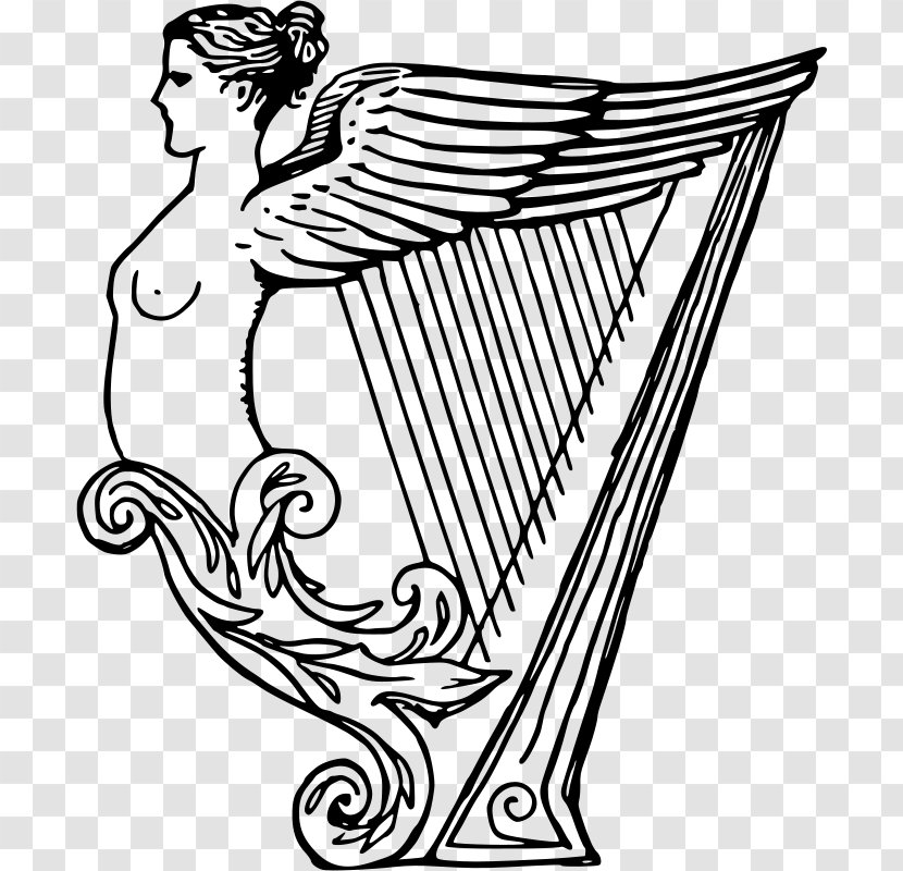 Celtic Harp Drawing Musical Instruments - Watercolor Transparent PNG