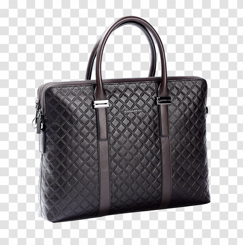 Briefcase Tote Bag Leather Handbag - Luggage Bags - Men's Black Business Transparent PNG