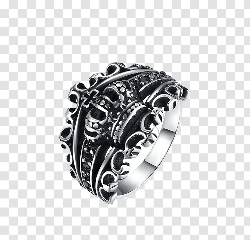 Ring Sterling Silver Jewellery Stainless Steel - Cubic Zirconia - Gothic Pattern Transparent PNG