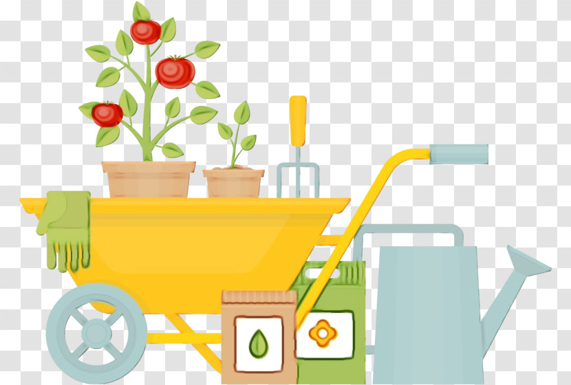 Yellow Wheelbarrow Cart Vehicle Transparent PNG