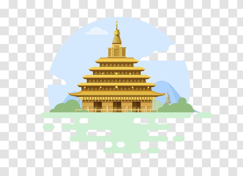 Chinese Pagoda China Temple - Flat Design - Taj Mahal Transparent PNG