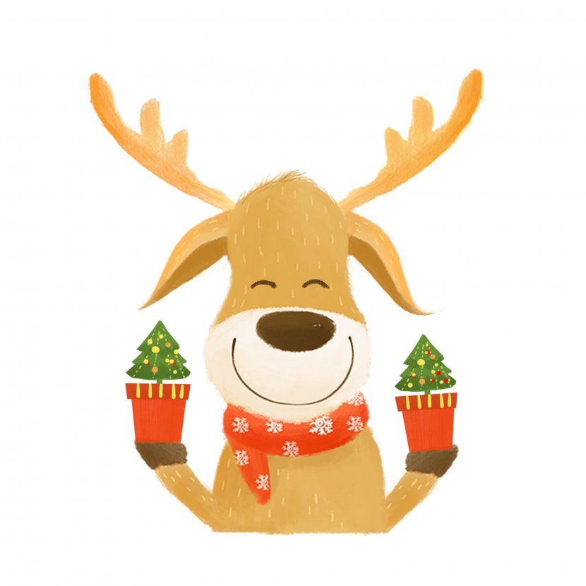 Reindeer Christmas - Santa Claus - A Fawn With Tree Transparent PNG