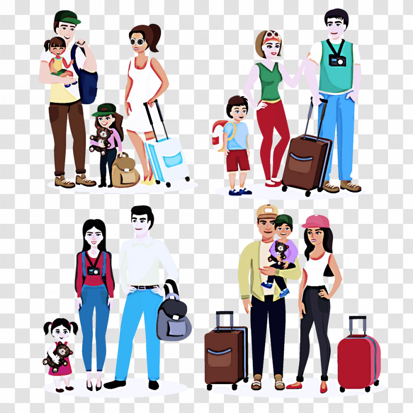 People Cartoon Standing Collage Style Transparent PNG