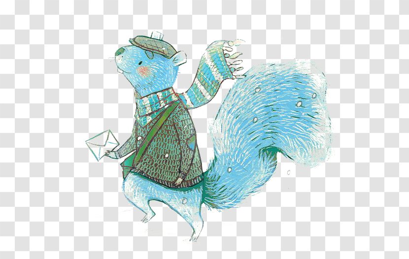 Squirrel Cartoon Illustration - Feather - Blue Transparent PNG