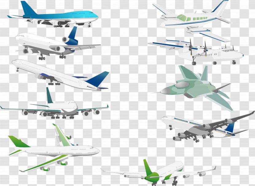 Airplane Aircraft Airliner - Aviation - 10 Vector Models Transparent PNG