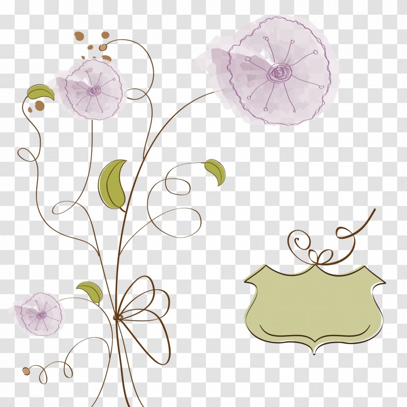 Flower Drawing Clip Art - Color - Vector Elegant Background Transparent PNG