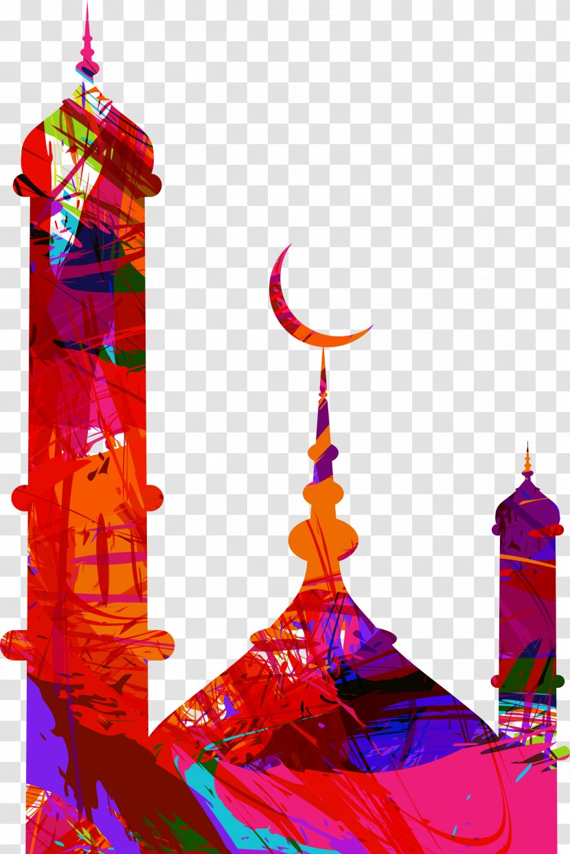 Eid Mubarak Al-Fitr Al-Adha Mosque - Aladha - Colorful City Building Transparent PNG