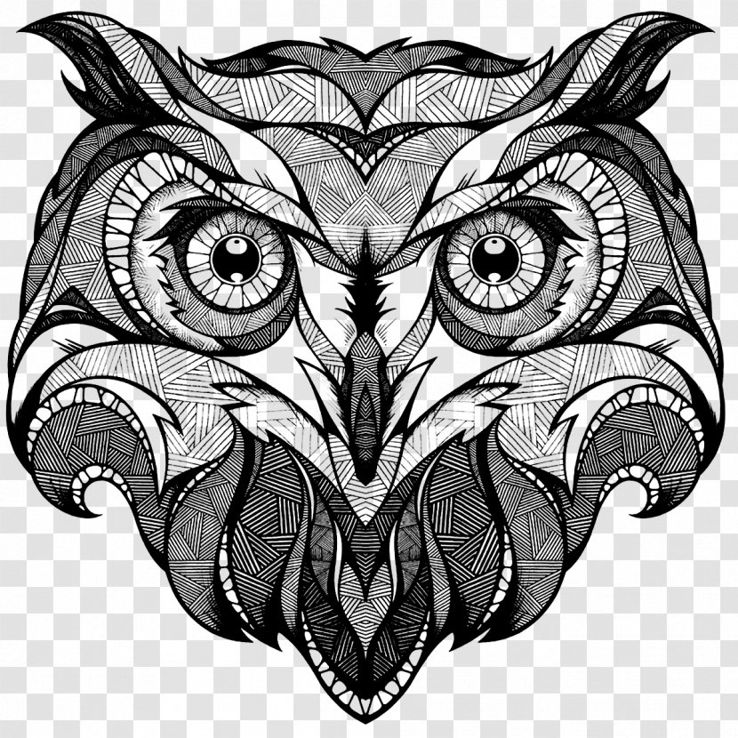 Owl Drawing Coloring Book Totem Illustration - Fictional Character - Owls Head Transparent PNG