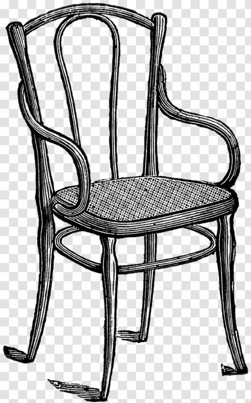 Drawing Wing Chair Black And White - Table Transparent PNG