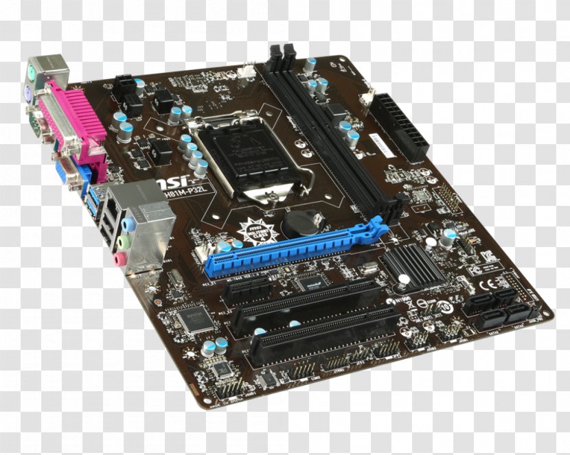 Intel LGA 1150 Motherboard MSI H81M-P32L CPU Socket - Computer Component Transparent PNG