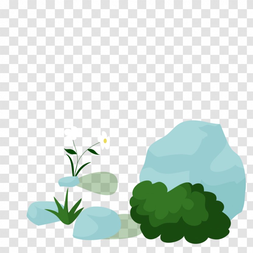 Green Vecteur - Leaf - Cartoon Vector Grass And Stone Flowers Transparent PNG