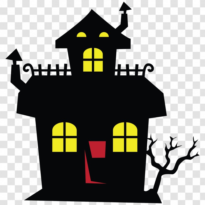 Haunted Attraction Halloween Free Content House Clip Art - Yellow - Mansion Cliparts Transparent PNG