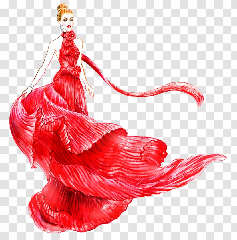 Fashion Illustration Designer Drawing - Painted Red Wedding Beauty Transparent PNG
