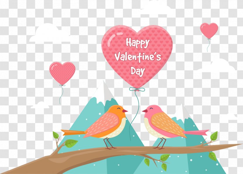 Bird Valentines Day Clip Art - Petal - Pink Love Birds Transparent PNG