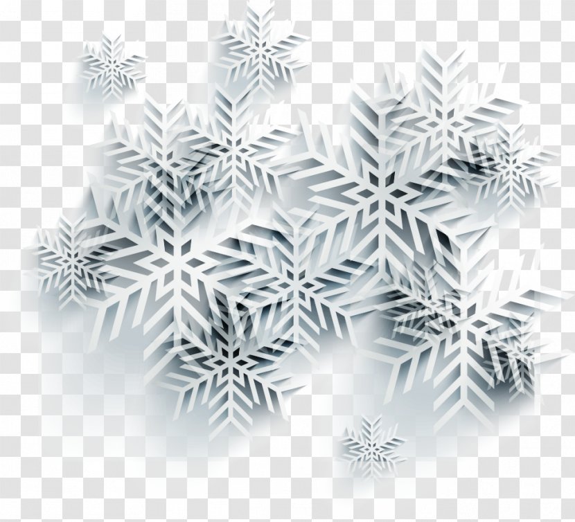 Snowflake Euclidean Vector - Poster - Hand-painted Three-dimensional Paper-cut Snowflakes Transparent PNG