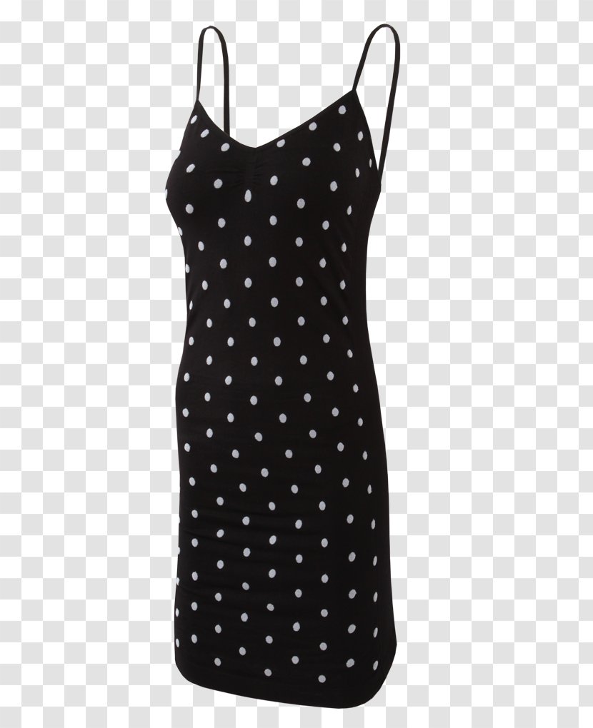 Polka Dot Shoulder Swimsuit Dress Top - Black Transparent PNG