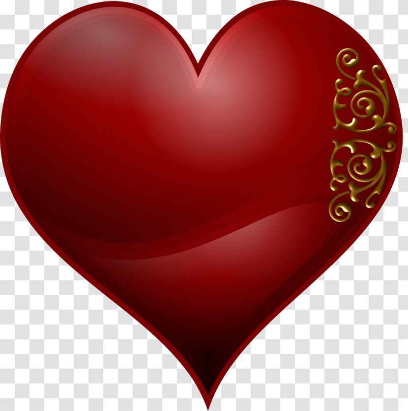 Heart Symbol Clip Art - Red Hearts And Gold Clouds Transparent PNG