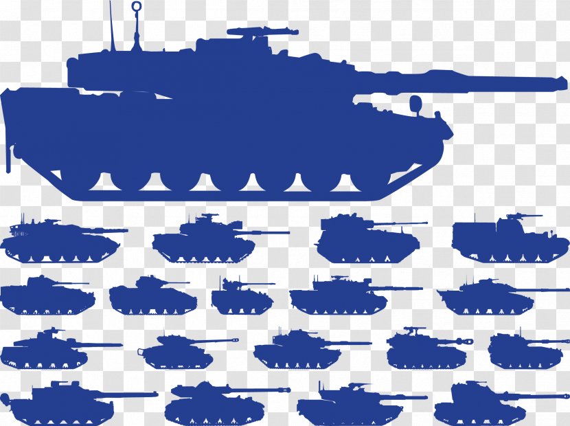Tank Silhouette Military - Armored Car - Blue Vector Silhouettes Of Various Tanks Transparent PNG