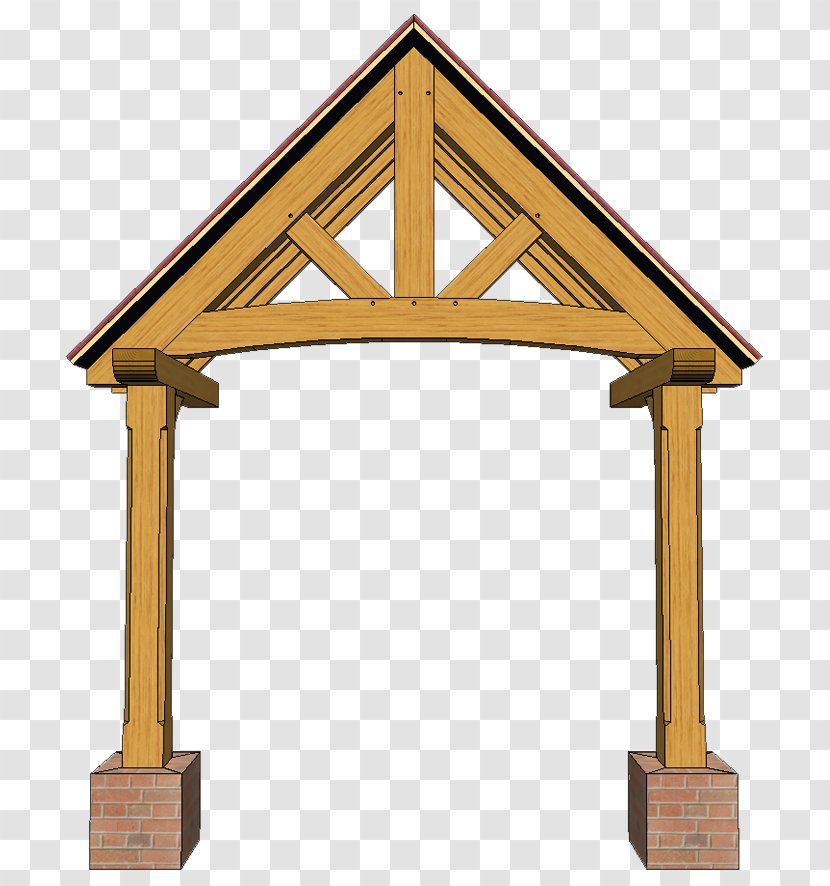 Timber Roof Truss King Post Porch - Outdoor Structure - Wooden Transparent PNG