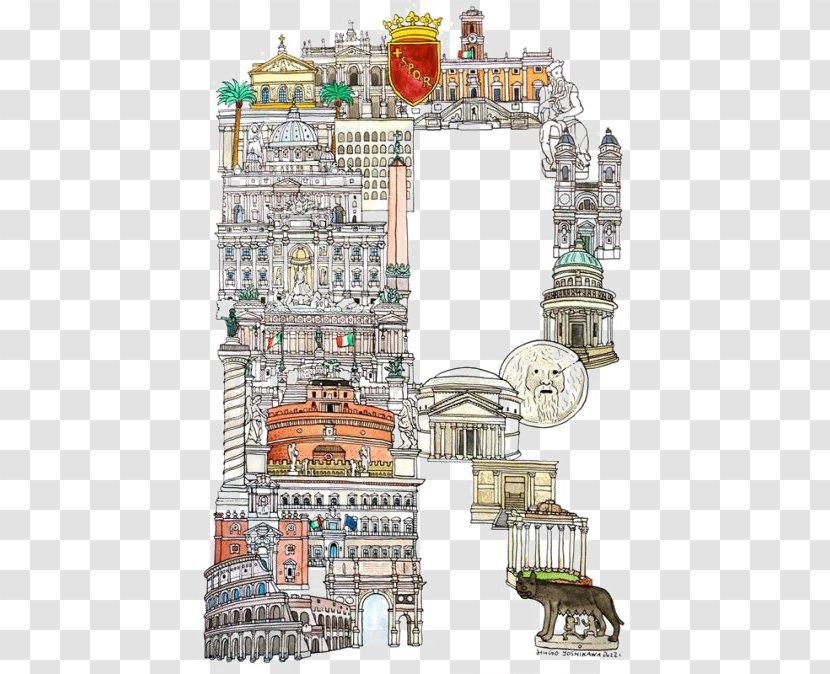 Rome Illustrator Alphabet Art Illustration - Creative Building Transparent PNG