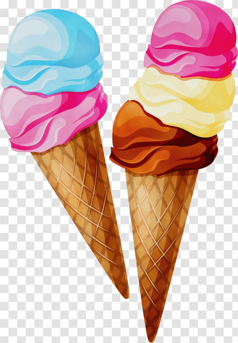 Ice Cream Cone Background - Watercolor - Wafer Dish Transparent PNG