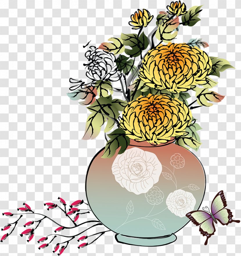 Ink Wash Painting Download Chinese - Flora - Chrysanthemum Transparent PNG