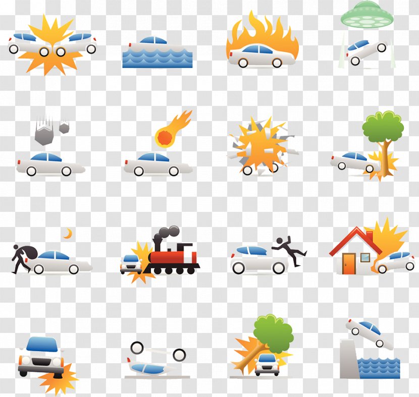 Car Traffic Collision Icon - Accident - A Group Of Patterns Transparent PNG