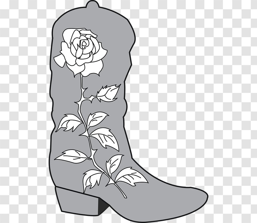 Clip Art Line Drawing Stock Illustration Cartoon - Heart - Cowboy Boots And Flowers Transparent PNG