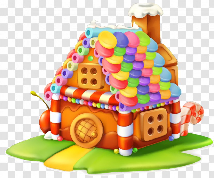Gingerbread House Cupcake Sweetness Candy - Dessert - Colorful Cartoon Cabin Transparent PNG