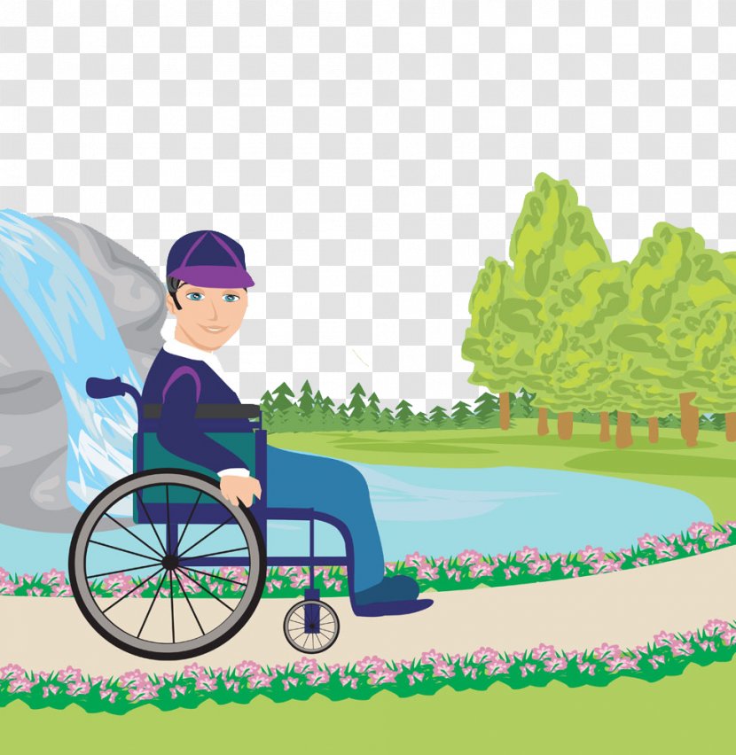 Wheelchair Euclidean Vector Illustration - Man Sitting In A Transparent PNG