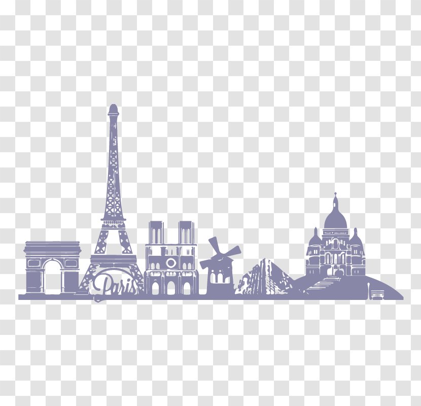 Paris Wall Decal Silhouette Skyline Mural Transparent PNG