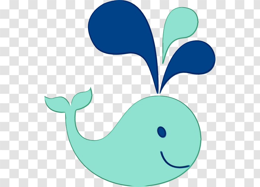 Clip Art Turquoise Aqua Whale Leaf - Watercolor - Cetacea Marine Mammal Transparent PNG